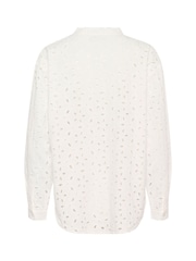 Kaffe KAsilina Round Neck Broderie White Shirt - Image 6 of 6
