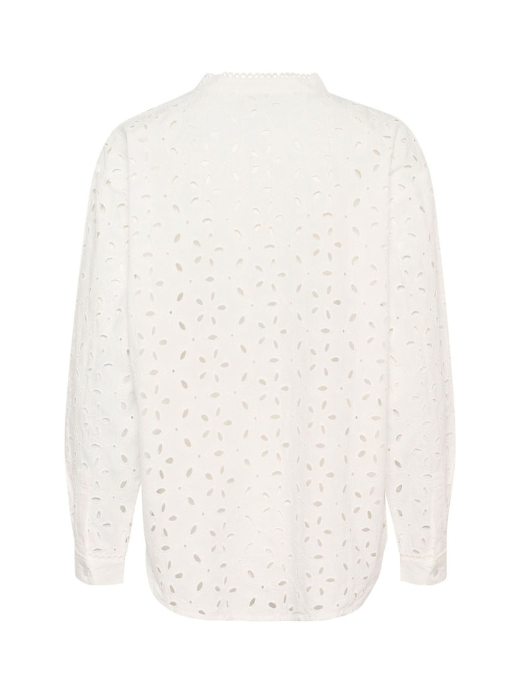 Kaffe KAsilina Round Neck Broderie White Shirt - Image 6 of 6