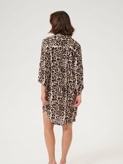 Kaffe Natural KAhildur Leopard Print Amber Shirt Dress - Image 2 of 6