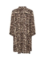 Kaffe Natural KAhildur Leopard Print Amber Shirt Dress - Image 6 of 6