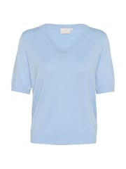 Kaffe Blue KAlizza V-Neck Short Sleeve Pullover Jumper - Image 5 of 6