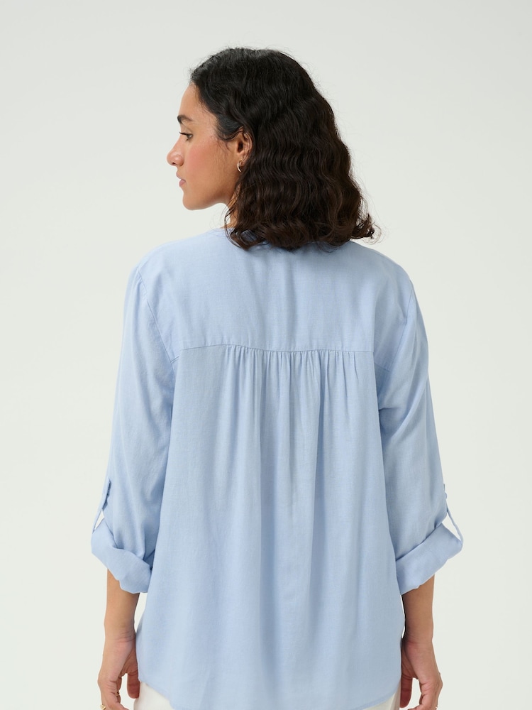 Kaffe Blue KAmilia V-Neck Long Sleeve Blouse - Image 2 of 7 Kaffe Blue KAmilia V-Neck Long Sleeve Blouse - Image 2 of 7