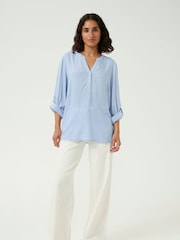 Kaffe Blue KAmilia V-Neck Long Sleeve Blouse - Image 3 of 7
