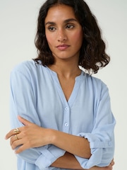 Kaffe Blue KAmilia V-Neck Long Sleeve Blouse - Image 4 of 7