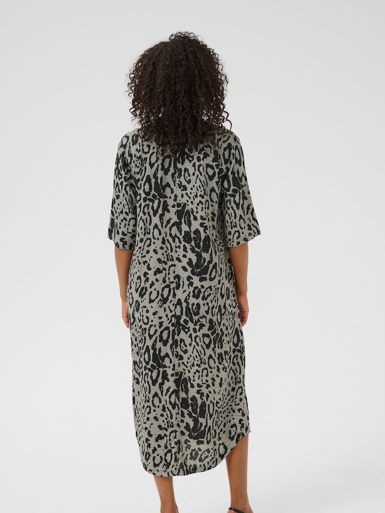 Kaffe Natural KAmilia Short Sleeve Kaftan Midi Dress - Image 2 of 5