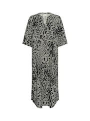 Kaffe Natural KAmilia Short Sleeve Kaftan Midi Dress - Image 4 of 5