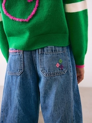 Dark Blue Embroidered Pull On Barrel Jeans (3-16yrs) - Image 5 of 10