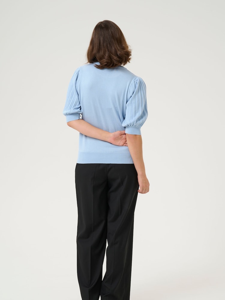 Kaffe Blue KAlone 1/2 Sleeve Knit Pullover Jumper - Image 2 of 6