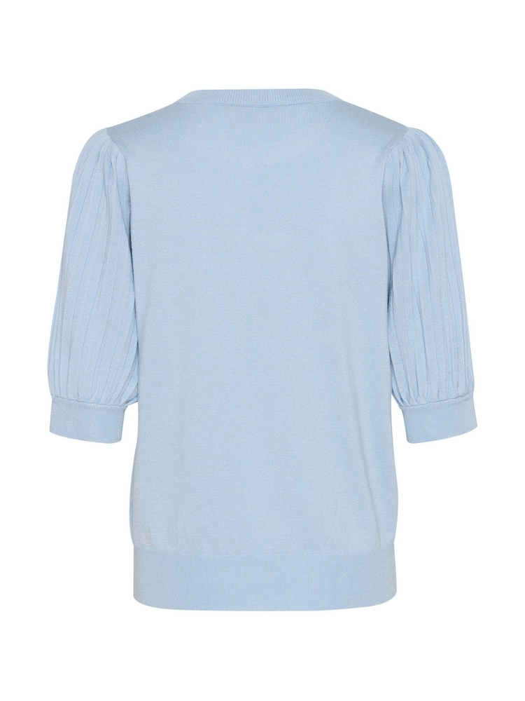 Kaffe Blue KAlone 1/2 Sleeve Knit Pullover Jumper - Image 6 of 6