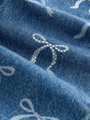 Mid Blue Barrel Fit Wide Floral Print Embellished Jeans (3-16yrs) - Image 8 of 8