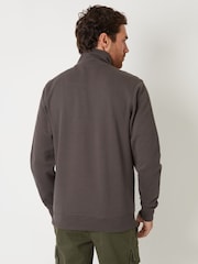 Gris - Threadbare Pique Quarter Zip Funnel Neck Sweatshirt - Imagen 2 de 4