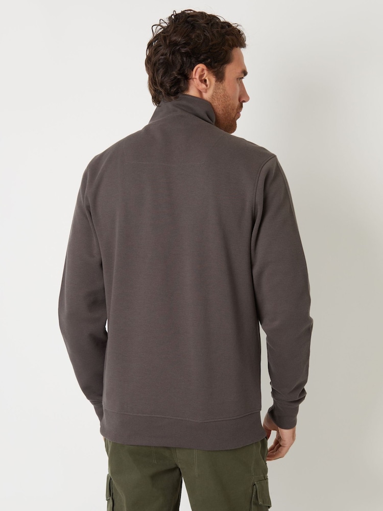 Gris - Threadbare Pique Quarter Zip Funnel Neck Sweatshirt - Imagen 2 de 4