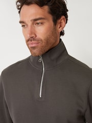 Gris - Threadbare Pique Quarter Zip Funnel Neck Sweatshirt - Imagen 4 de 4