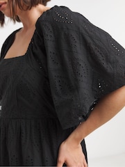 Simply Be Black 100% Cotton Bardot Broderie Maxi Dress - Image 4 of 5