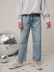 Mid Blue Pocket Detail Embellished Straight Leg Jeans (3-16yrs) - Image 1 of 8