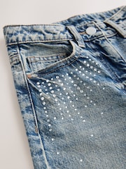 Mid Blue Pocket Detail Embellished Straight Leg Jeans (3-16yrs) - Image 8 of 8