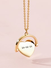 Posh Totty Designs Gold Tone Personalised Heart Spinner Necklace - Image 1 of 3