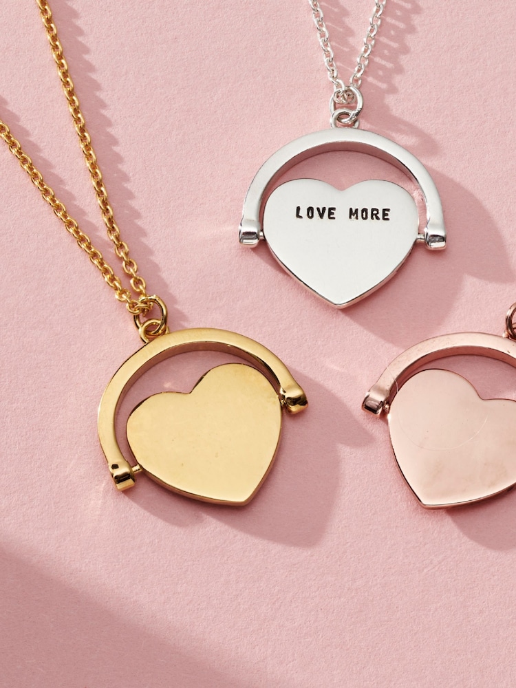 Posh Totty Designs Gold Tone Personalised Heart Spinner Necklace - Image 2 of 3