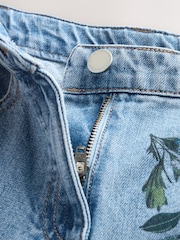 Mid Blue Denim Floral Print Wide Leg Jeans (3-16yrs) - Image 3 of 4