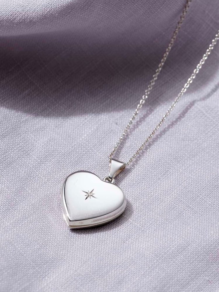 Posh Totty Designs Silver Tone Diamond Love Heart Locket Necklace - Image 1 of 3
