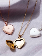 Posh Totty Designs Silver Tone Diamond Love Heart Locket Necklace - Image 2 of 3