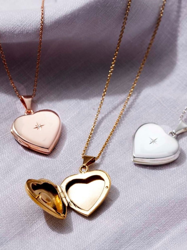 Posh Totty Designs Silver Tone Diamond Love Heart Locket Necklace - Image 2 of 3 Posh Totty Designs Silver Tone Diamond Love Heart Locket Necklace - Image 2 of 3