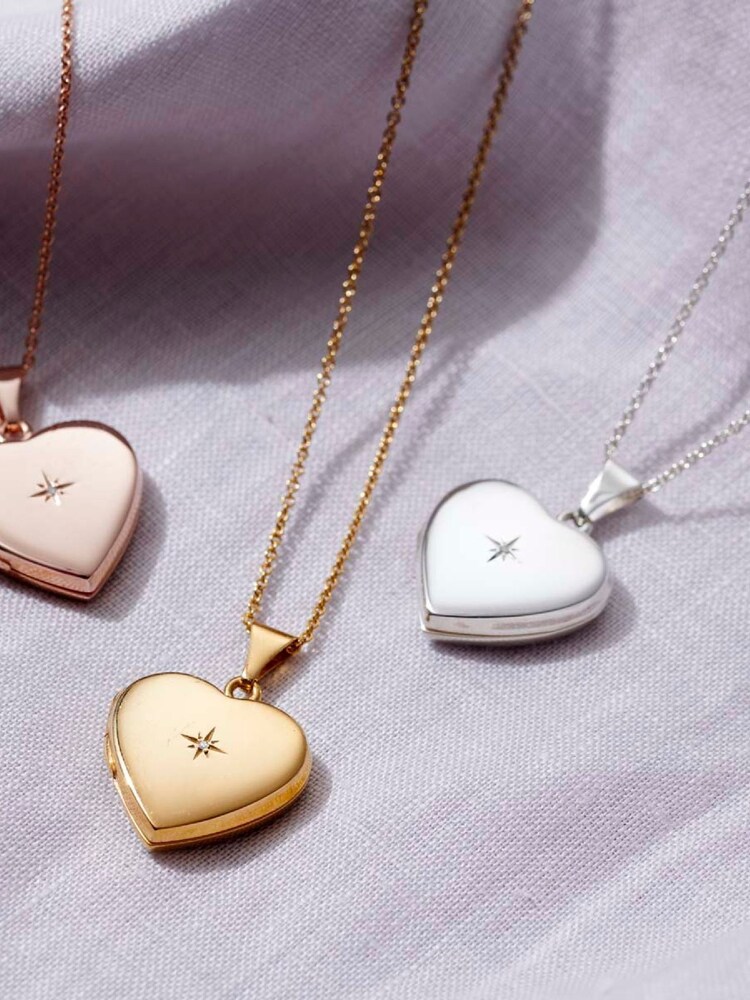 Posh Totty Designs Silver Tone Diamond Love Heart Locket Necklace - Image 3 of 3
