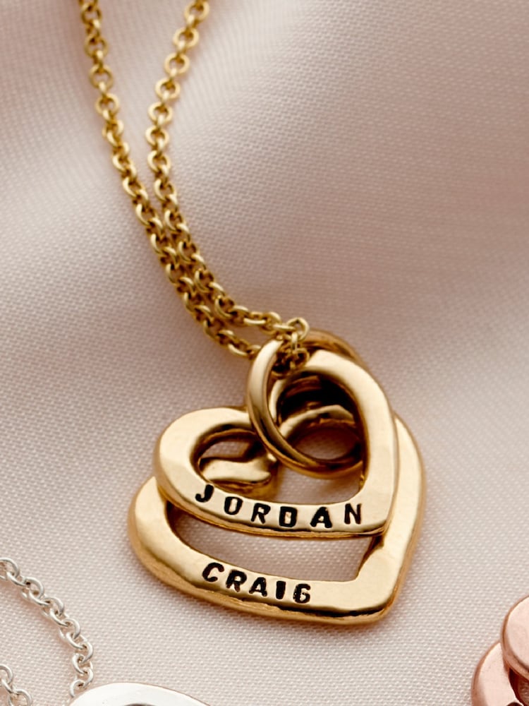 Posh Totty Designs Gold Tone Personalised Names Hearts Necklace - Image 2 of 3
