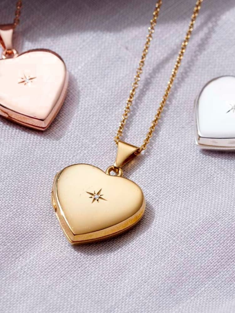 Posh Totty Designs Gold Tone Diamond Love Heart Locket Necklace - Image 5 of 5