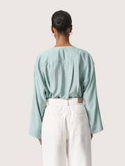Soaked in Luxury Loose Fit Blue V-Neck SLLeodora Blouse - Image 2 of 6