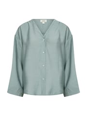 Soaked in Luxury Loose Fit Blue V-Neck SLLeodora Blouse - Image 5 of 6