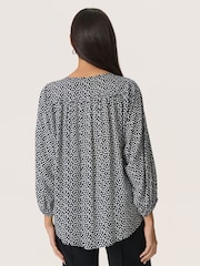 Soaked in Luxury SLArjana Black Blouse with Round Neck and Dots - Image 2 of 6