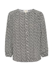 Soaked in Luxury SLArjana Black Blouse with Round Neck and Dots - Image 5 of 6