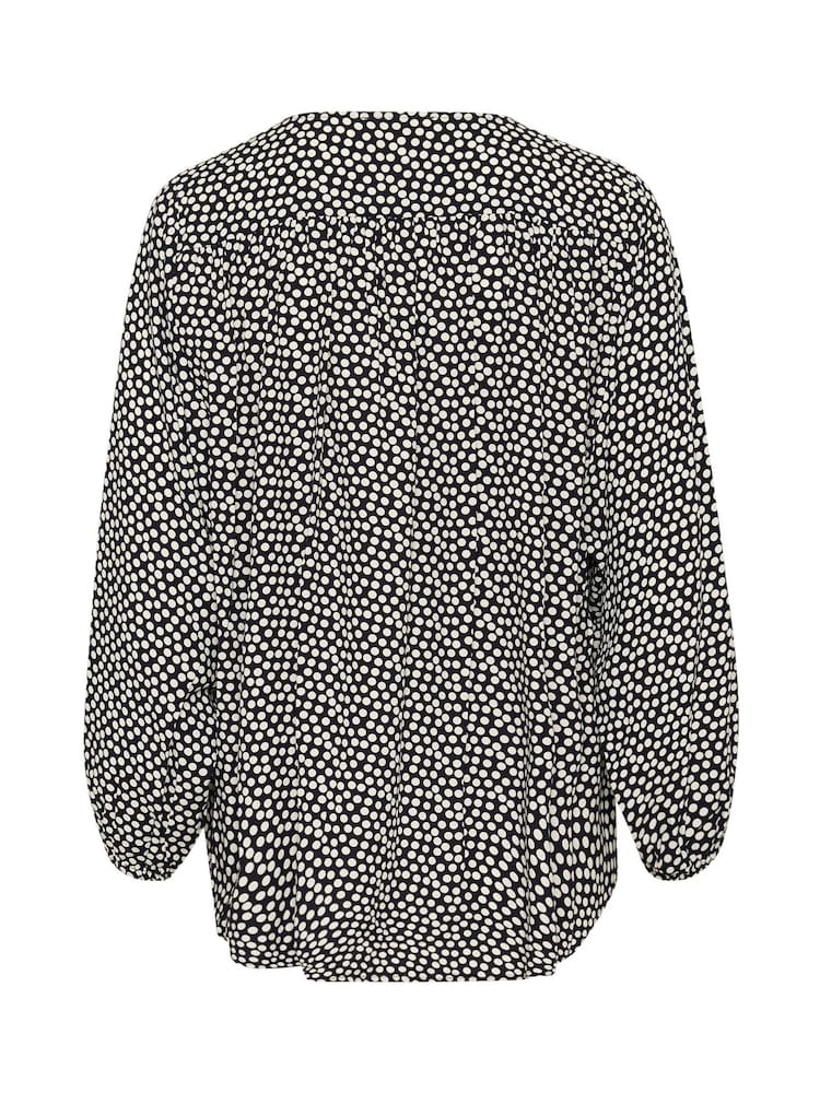 Soaked in Luxury SLArjana Black Blouse with Round Neck and Dots - Image 6 of 6