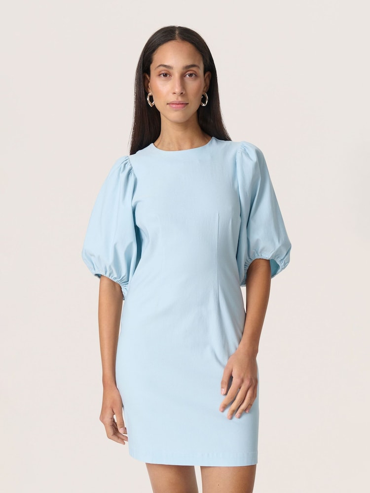Soaked in Luxury Blue Elegant Round Neck Midi Dress - Image 1 of 6
