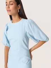 Soaked in Luxury Blue Elegant Round Neck Midi Dress - Image 4 of 6
