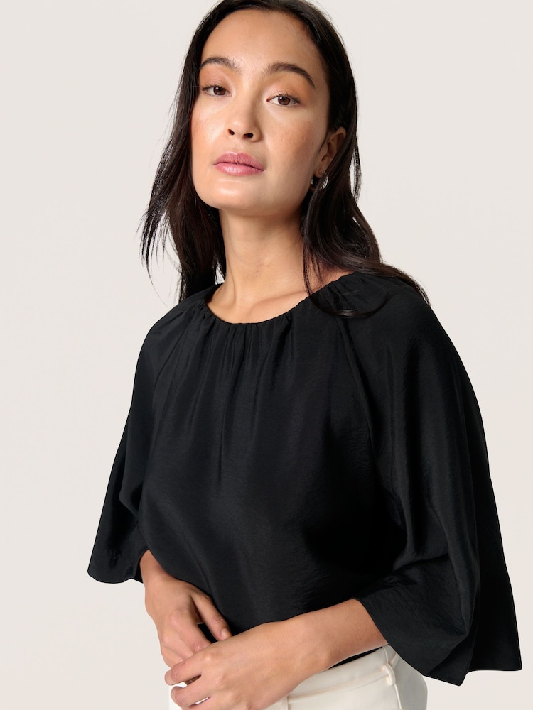Soaked in Luxury SLLeodora Half Sleeves Black Blouse - Image 1 of 5