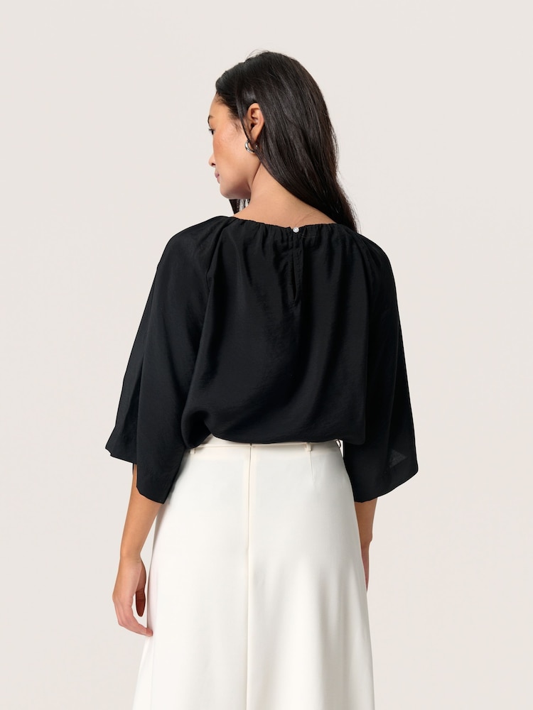Soaked in Luxury SLLeodora Half Sleeves Black Blouse - Image 2 of 5