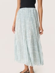 Soaked in Luxury Blue Marta Plisse Midi Skirt - Image 1 of 6