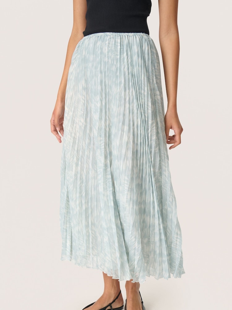 Soaked in Luxury Blue Marta Plisse Midi Skirt - Image 1 of 6