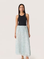 Soaked in Luxury Blue Marta Plisse Midi Skirt - Image 3 of 6