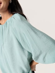Soaked in Luxury Blue SLLeodora Half Sleeves Round Neck Blouse - Image 3 of 5