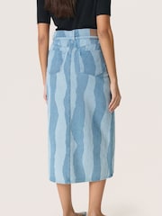 Soaked in Luxury Blue 100% Cotton Maisa Midi Denim Skirt - Image 2 of 6