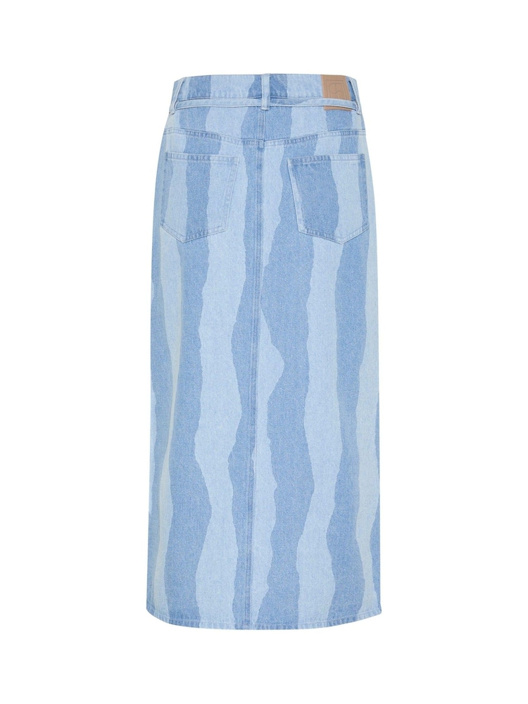 Soaked in Luxury Blue 100% Cotton Maisa Midi Denim Skirt - Image 6 of 6