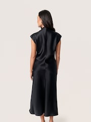 Soaked in Luxury Liva Satin V-Neck Midi Black Dress - Image 2 of 6
