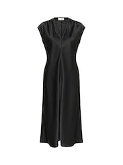 Soaked in Luxury Liva Satin V-Neck Midi Black Dress - Image 5 of 6
