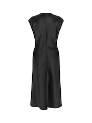 Soaked in Luxury Liva Satin V-Neck Midi Black Dress - Image 6 of 6