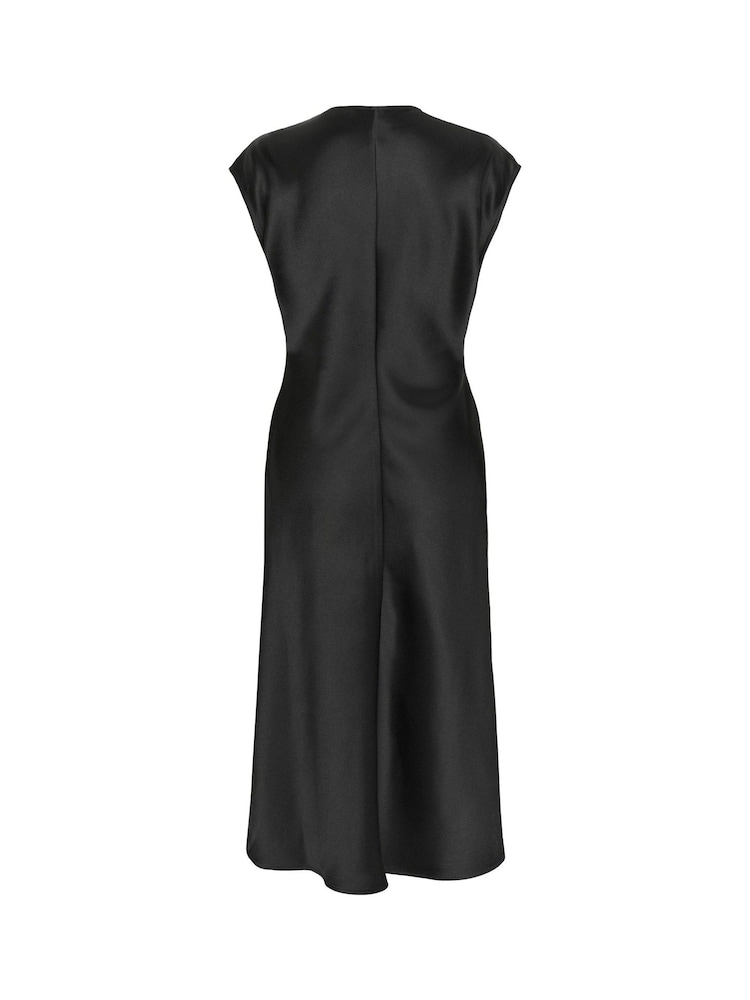 Soaked in Luxury Liva Satin V-Neck Midi Black Dress - Image 6 of 6