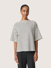 Soaked in Luxury Loose Fit SLIngina Slash Neck White Sweatshirt - Image 1 of 6