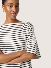 Soaked in Luxury Loose Fit SLIngina Slash Neck White Sweatshirt - Image 4 of 6